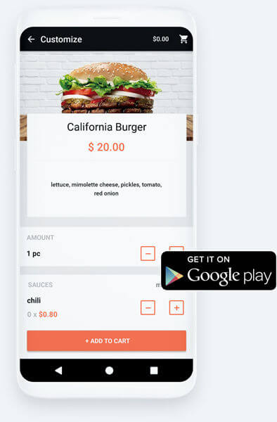 Restaurant online ordering application creation for Android